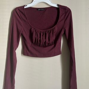 Red long sleeve crop top
